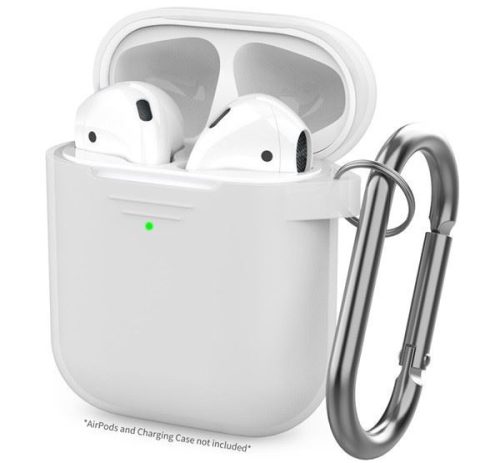  Phoner Simple Apple Airpods 1/2 szilikon tok akasztóval fehér (PN-CP-06-3-WE) 