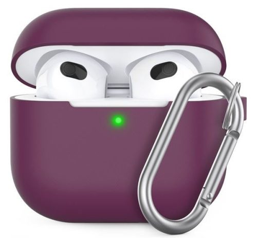  Phoner Simple Apple Airpods 3 szilikon tok akasztóval burgundi (PN-CP-148-BY-FHD) 