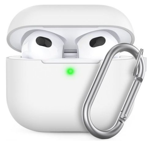  Phoner Simple Apple Airpods 3 szilikon tok akasztóval fehér (PN-CP-148-WE-FHD) 