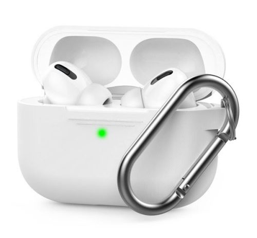  Phoner Simple Apple Airpods Pro szilikon tok akasztóval fehér (PN-CP-P1-3-WE) 