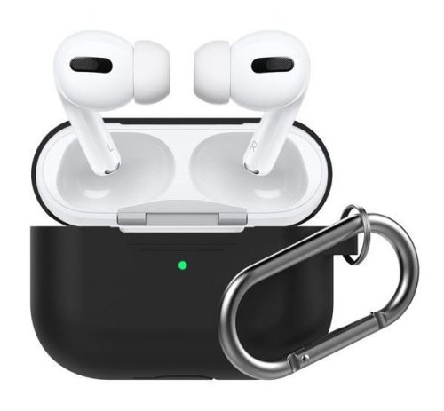  Phoner Simple Apple Airpods Pro szilikon tok akasztóval fekete (PN-CP-P1-3-BK) 