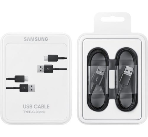  SAMSUNG adatkábel és töltő  2db (USB - Type-C, gyorstöltés támogatás, 150cm) FEKETE (EP-DG930MBE) 