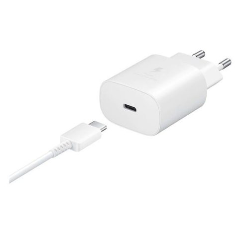  Samsung USB-C hálózati töltő 25W PD + EP-DA905BWE USB-C kábel fehér "Gigapack csomagolás" (EP-TA800EWE / EP-DA905BWE) 