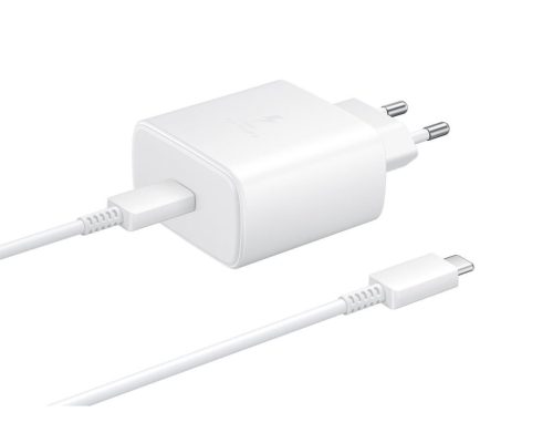  Samsung USB Type-C hálózati töltő 45W + USB Type-C kábel fehér "Gigapack csomagolás” (EP-TA845EWE + EP-DW767JWE) 