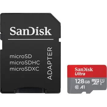  128GB microSDXC Sandisk Ultra CL10 A1 + adapter (SDSQUAB-128G-GN6MA / 215422) 