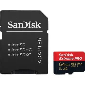  64GB microSDXC Sandisk Extreme Pro CL10 A2 V30 + adapter (SDSQXCU-064G-GN6MA / 214503) 