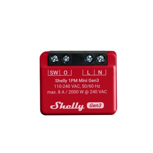  Shelly PLUS 1PM MINI Gen3 Wi-Fi + Bluetooth okosrelé áramfogyasztás-méréssel (ALL-REL-PLUSMINI1PM-R3) 