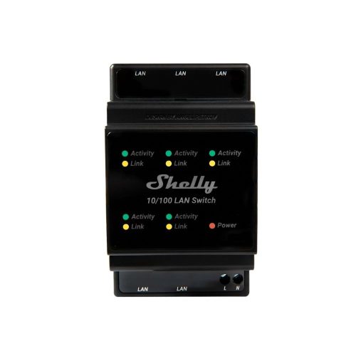  Shelly LAN Switch DIN-re szerelhető Ethernet switch 5 db RJ45 porttal fekete (ALL-LAN-SWITCH) 