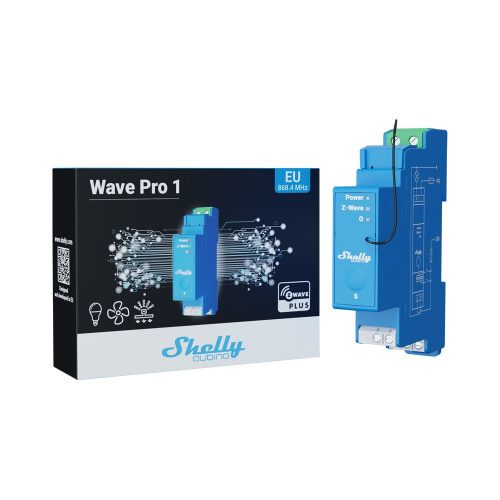  Shelly Qubino Wave PRO 1 egy áramkörös DIN-sínre illeszthető okosrelé Z-Wave protokoll kompatibilis (ALL-REL-WAVEPRO1) 