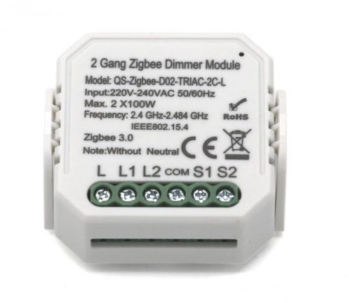  SMARTZILLA Tuya Zigbee kapcsoló mögé rejthető 2 csatornás dimmelhető kapcsoló okosító (2046404-2) 