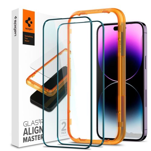  Spigen AlignMaster GLAS.tR Full Cover Apple iPhone 14 Pro Max kijelzővédő fólia fekete kerettel 2db (AGL05204) 