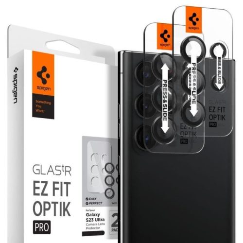  Spigen GLAS.tR EZ Fit Optik Pro Galaxy S23 Ultra kameravédő lencse fekete kerettel (AGL05950) 