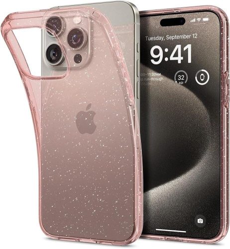  Spigen Liquid Crystal Glitter iPhone 15 Pro Max tok áttetsző rózsaszín-csillámos (ACS06560) 