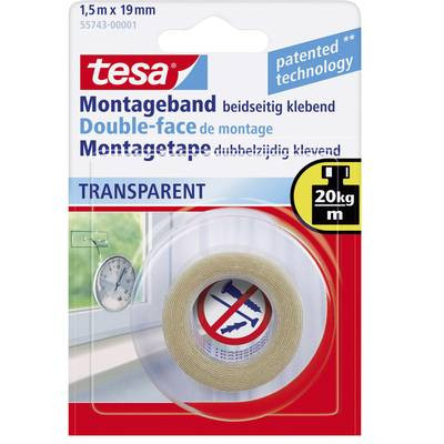  TESA® kétoldalas szerelőszalag, átlátszó, 1,5 m 19 mm 