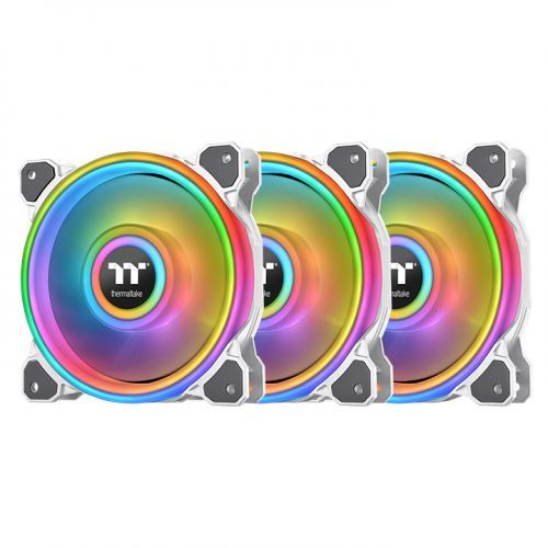  Thermaltake Riing Quad 12 RGB TT Premium Edition ventilátor 12cm 3db fehér (CL-F100-PL12SW-A) 