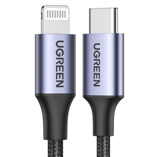  UGREEN US304 USB-C - Lightning kábel, PD, 3A 2m, fekete (60761) 