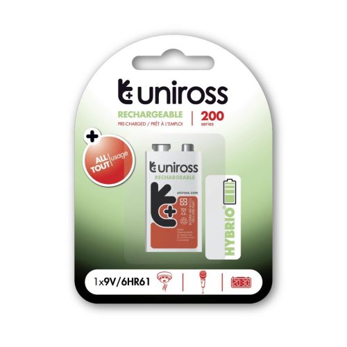  Uniross 9V 200mAh Ni-MH HYBRIO akkumulátor (UH19V200) 