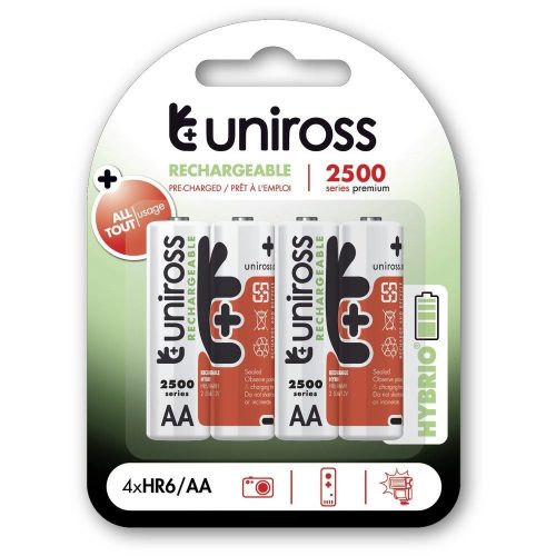  Uniross AA/ceruza 1,2V 2500mAh Ni-MH HYBRIO akkumulátor 4db/bliszter (UH4AA2500) 