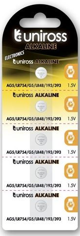  Uniross SP5 LR754 AG5 LR48 1,5V alkáli gombelem 5db/bliszter (U5LR754) 