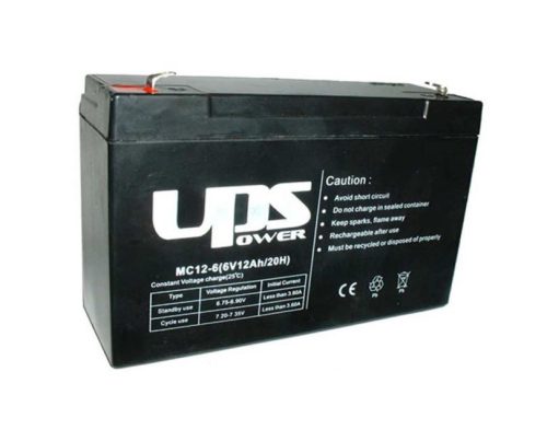  UPS Power zselés ólomsavas gondozásmentes akkumulátor 6V 12 000mAh 151x100x50mm (MC12-6) 