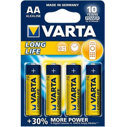  Varta Longlife alkáli elem AA/LR6 1.5 V (4db/csomag)  (4106101414) 