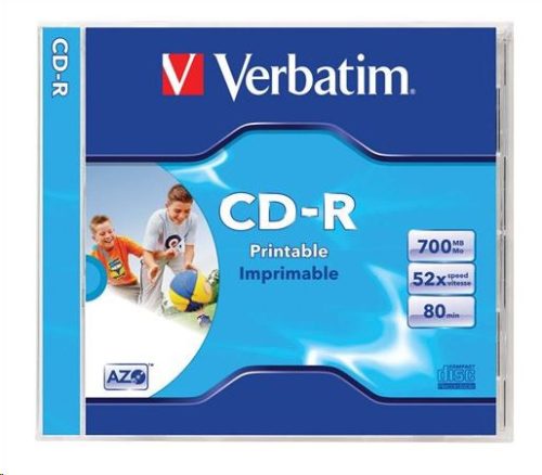  Verbatim 80'/700MB 52x nyomtatható CD lemez darabos  (43325) 